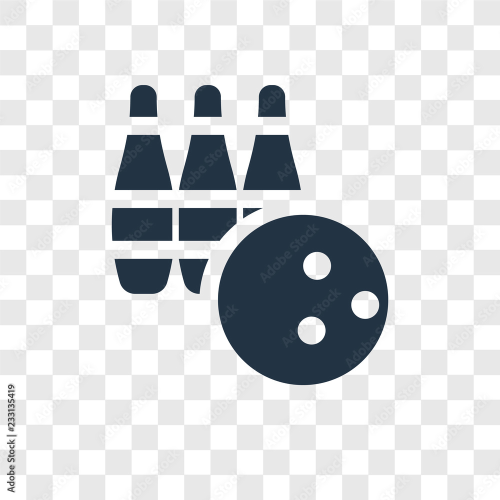 Poster bowling vector icon isolated on transparent background, bowling transparency logo design