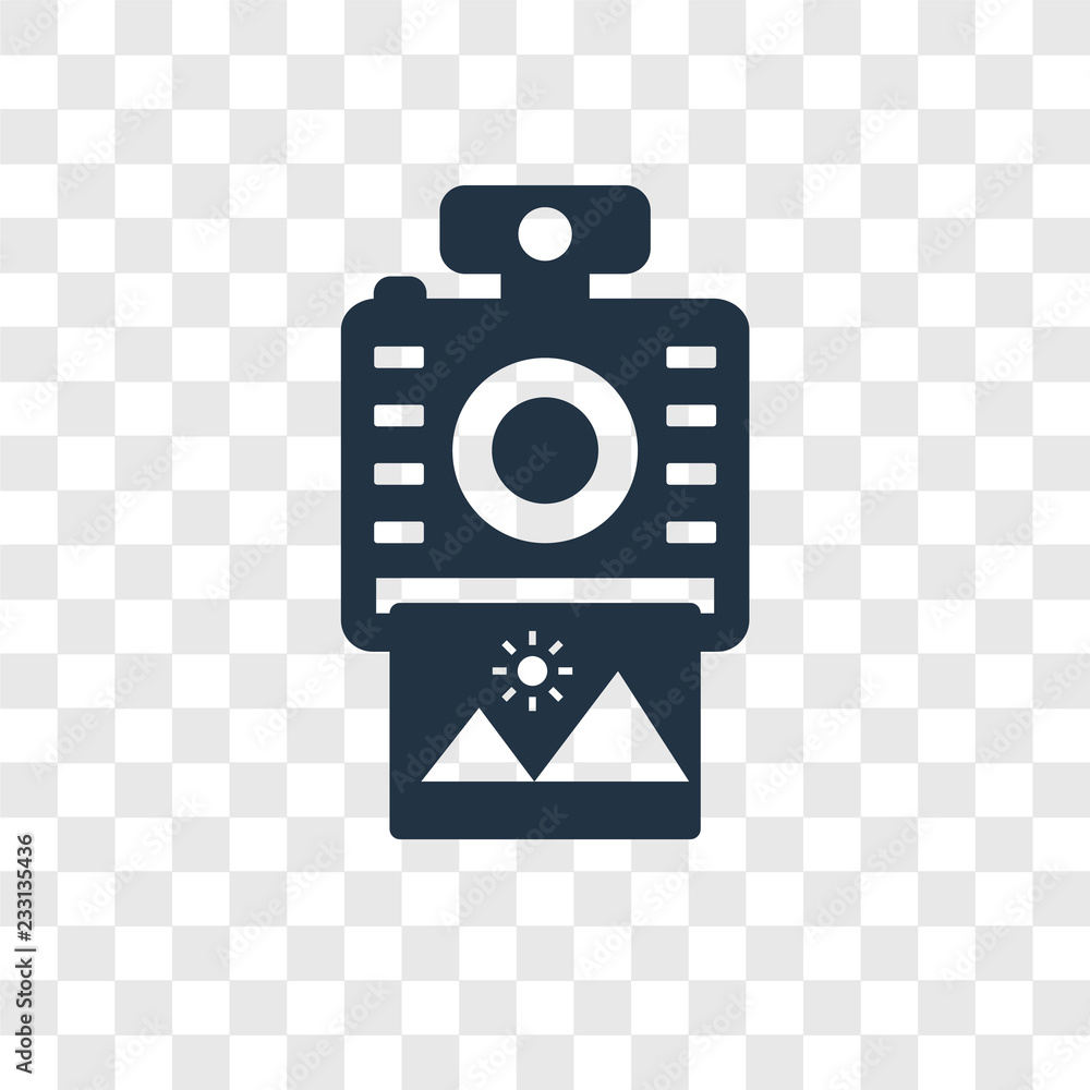 Poster instant camera vector icon isolated on transparent background, instant camera transparency logo desi