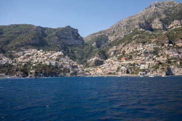 Fototapeta na wymiar Positano seen from the sea on Amalfi Coast in the region Campania, Italy