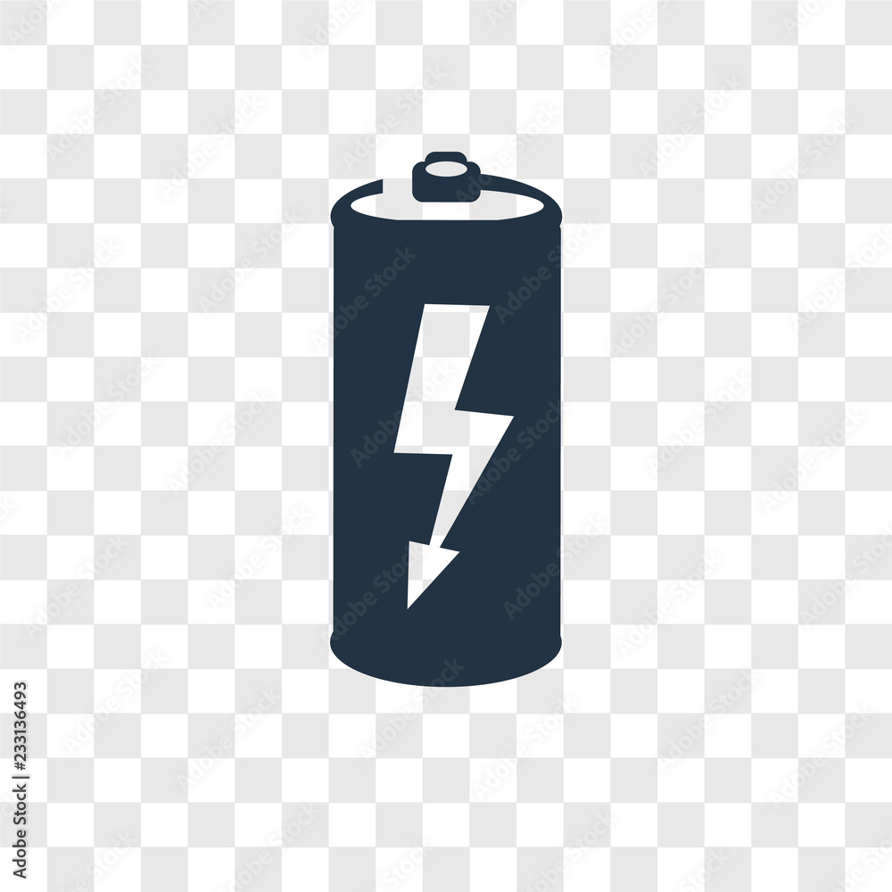Poster battery vector icon isolated on transparent background, battery transparency logo design
