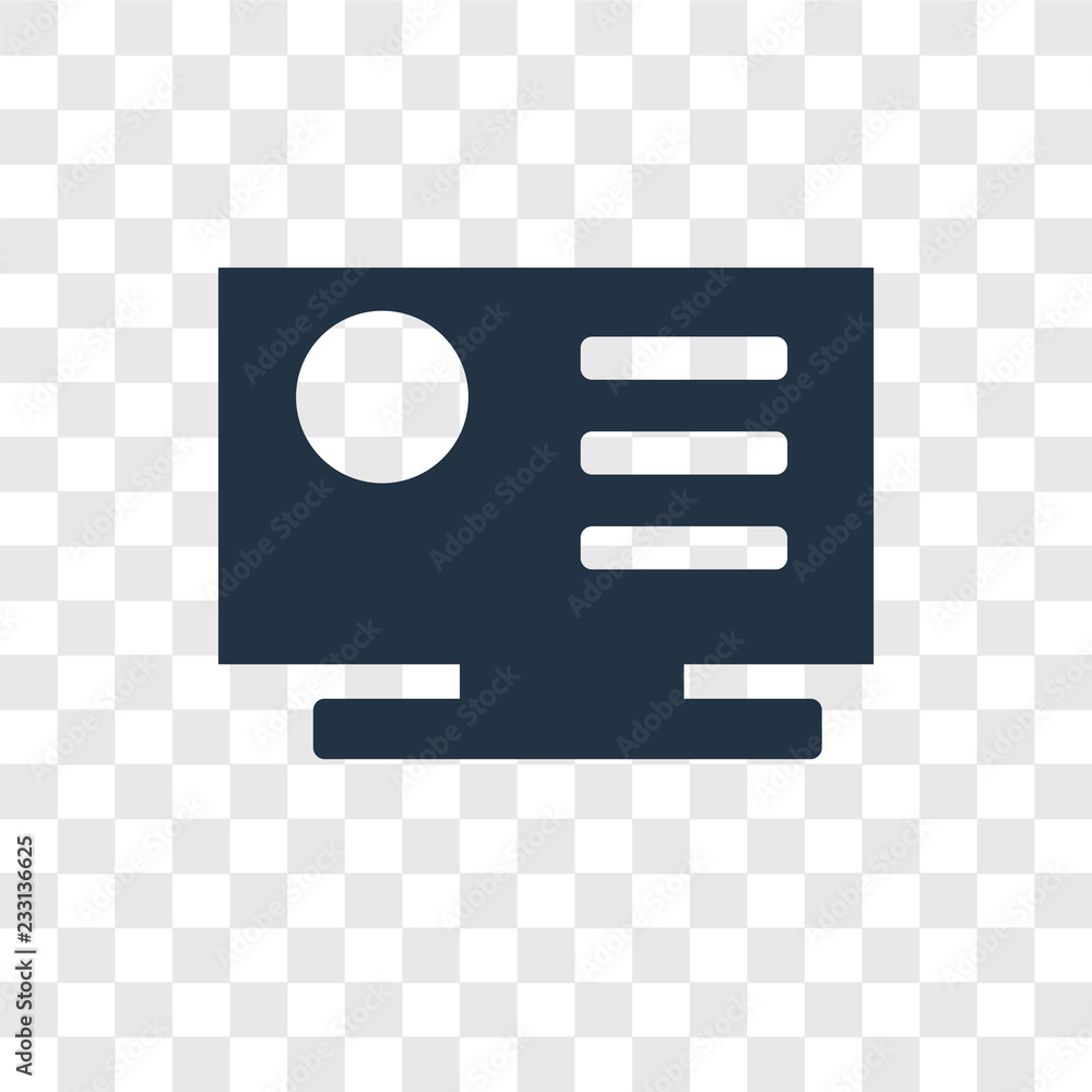 Poster screen vector icon isolated on transparent background, screen transparency logo design