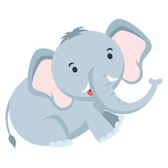 Vector illustration of cute elephant isolated on white background