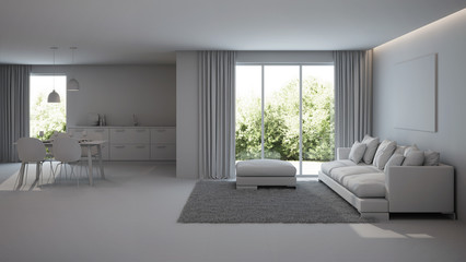 Modern house interior. Repairs. Gray interior.  3D rendering.