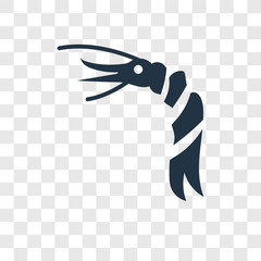 Prawn Facing Left vector icon isolated on transparent background, Prawn Facing Left transparency logo design