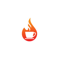 Hot cup drinks, hot coffee drinks logo vector design template
