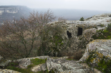 Cave town in the mountains