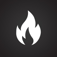 Fire sign on black background icon