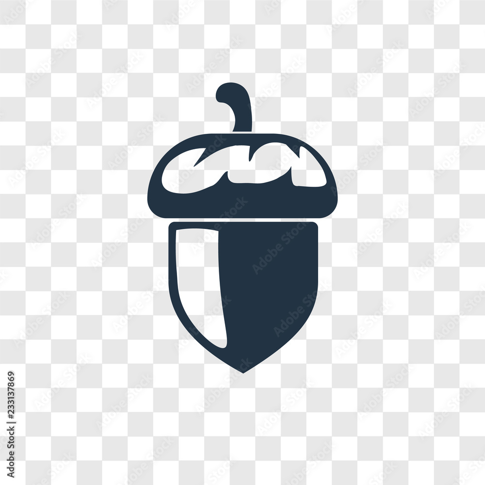 Poster acorn vector icon isolated on transparent background, acorn transparency logo design