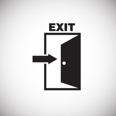 Emergency exit on white background icon