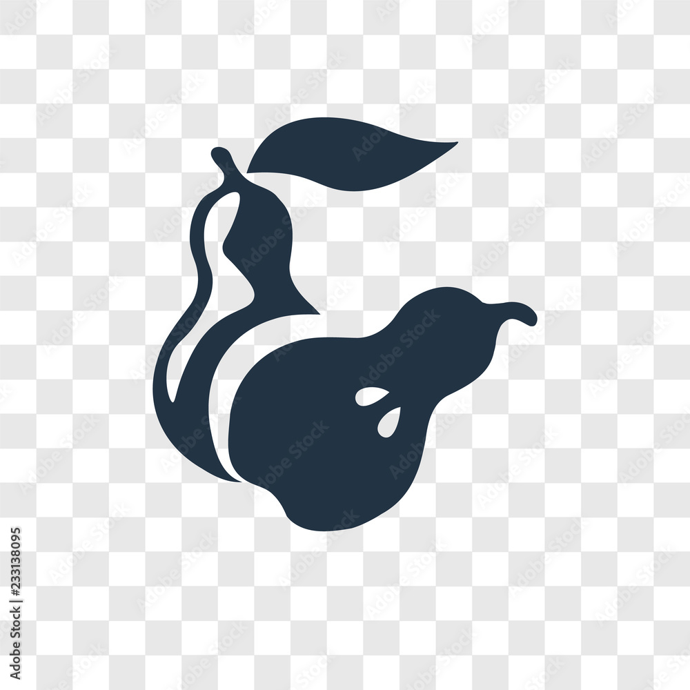 Poster pear vector icon isolated on transparent background, pear transparency logo design