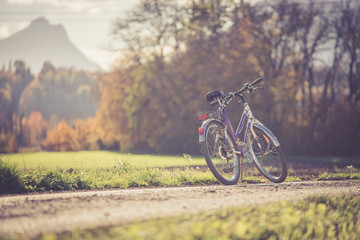 Fototapeta na wymiar Lonley bike on a meadow, outdoors