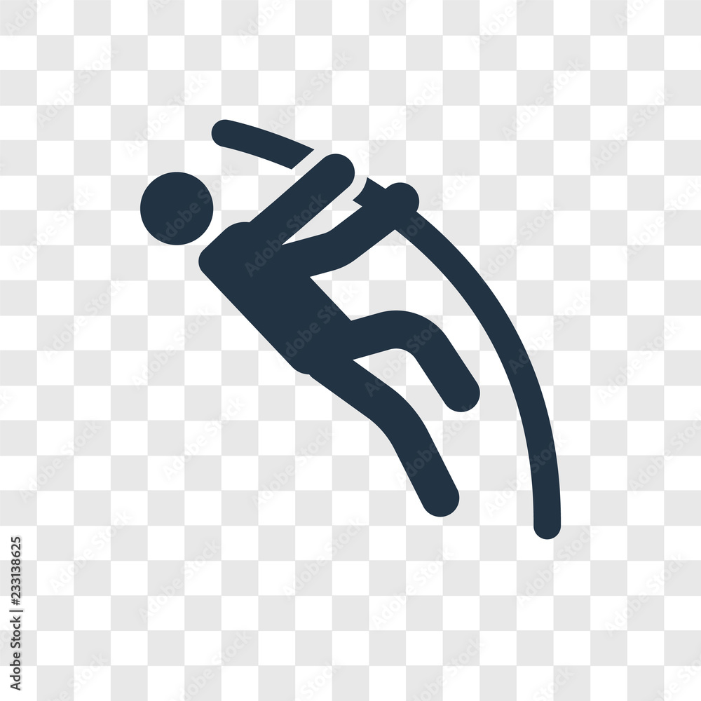 Poster pole vault vector icon isolated on transparent background, pole vault transparency logo design