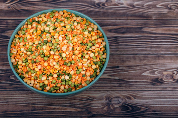 The concept of natural healthy food.  Mix of bean grains in a bowl closeup