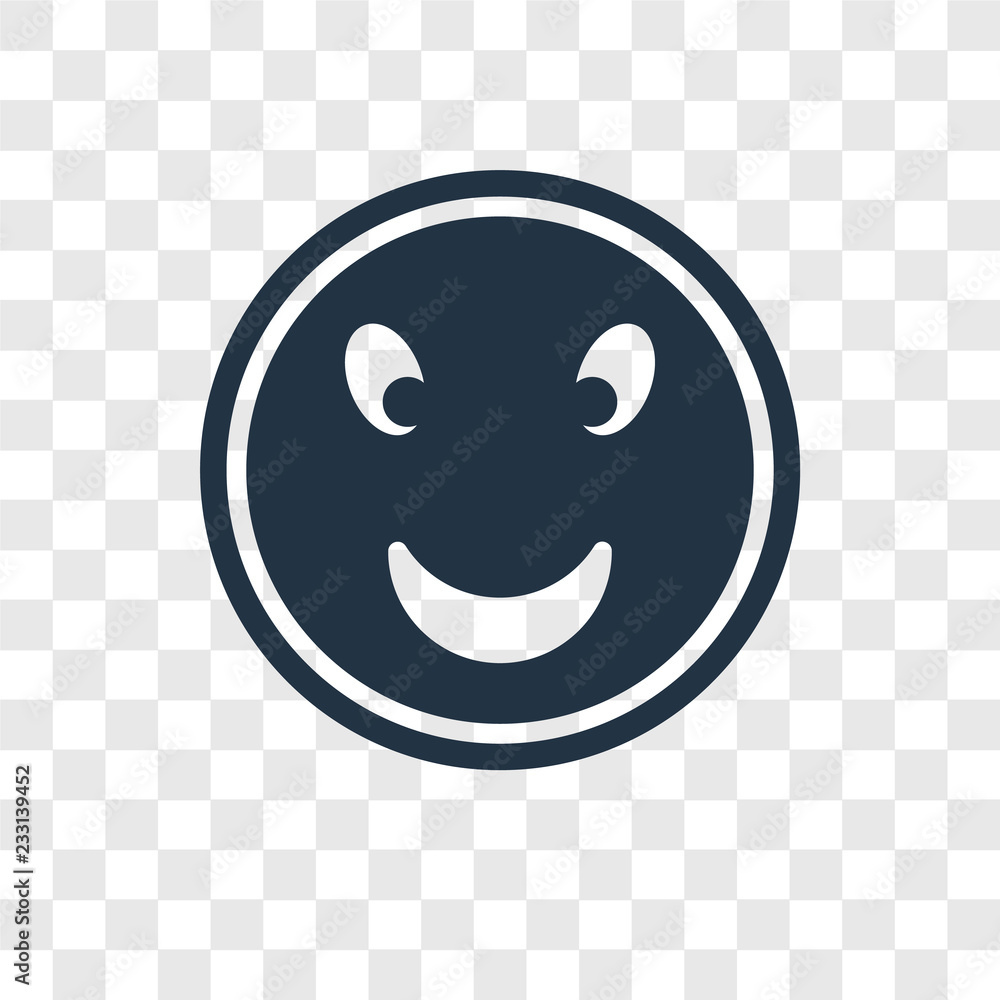 Poster smiling face vector icon isolated on transparent background, smiling face transparency logo design