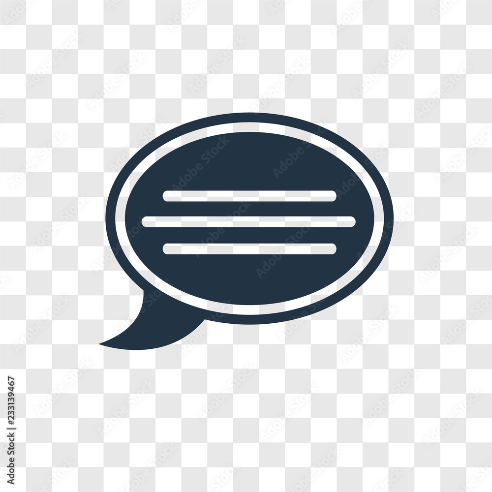 Poster message ballon vector icon isolated on transparent background, message ballon transparency logo desi