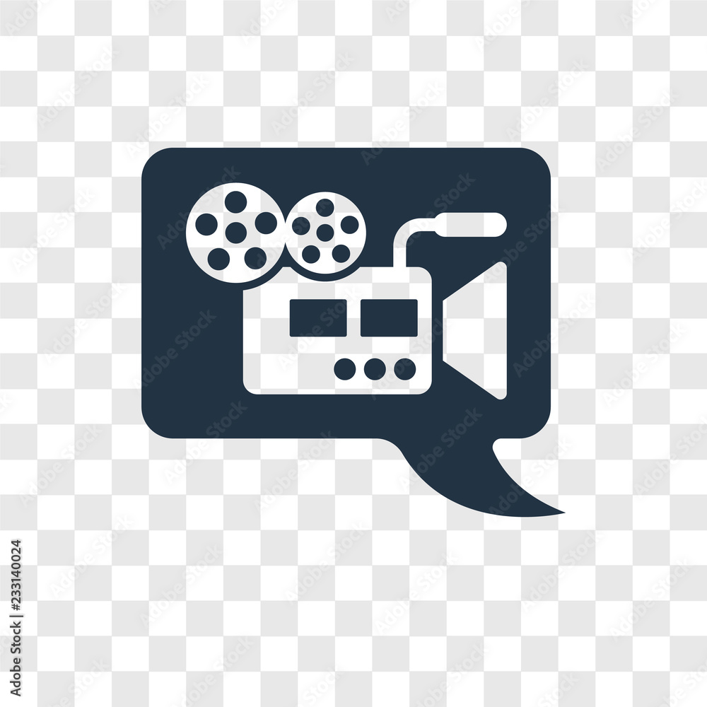 Poster video comment vector icon isolated on transparent background, video comment transparency logo design