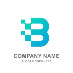 Monogram Letter B Square Pixel Data Link Connection Technology Computer Business Company Stock Vector Logo Design Template