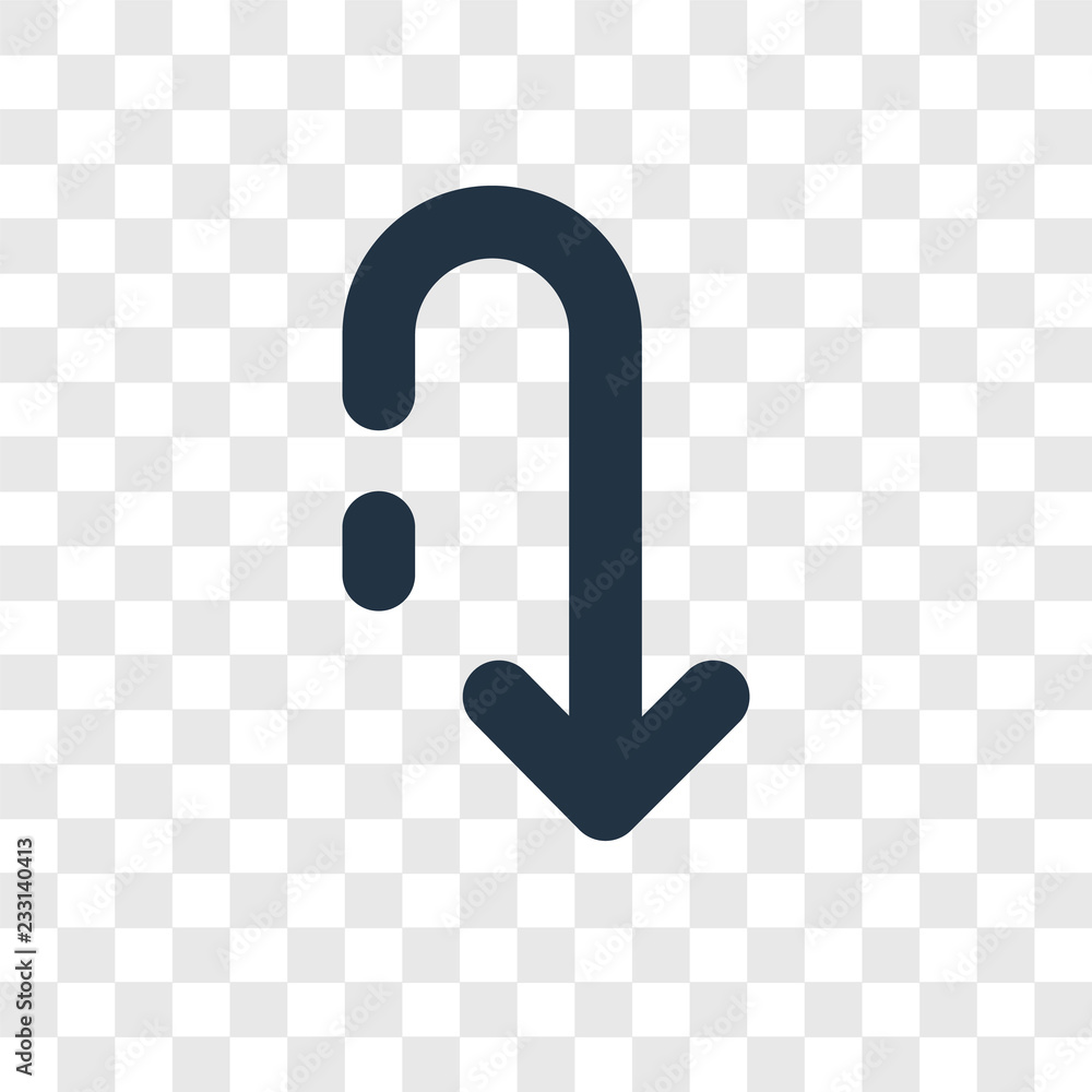 Poster down arrow vector icon isolated on transparent background, down arrow transparency logo design