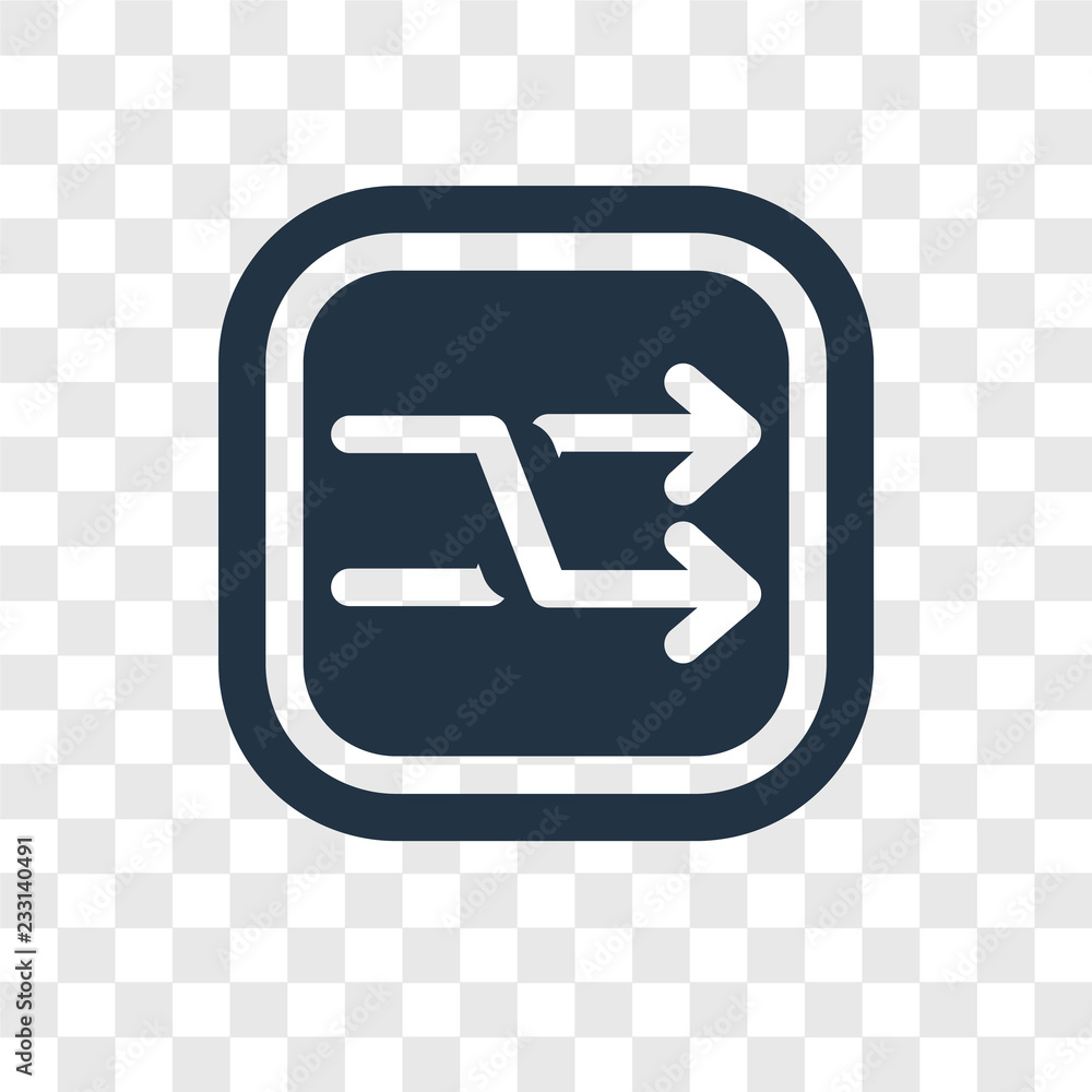 Poster shuffle vector icon isolated on transparent background, shuffle transparency logo design