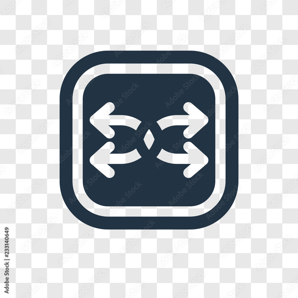 Poster shuffle vector icon isolated on transparent background, shuffle transparency logo design