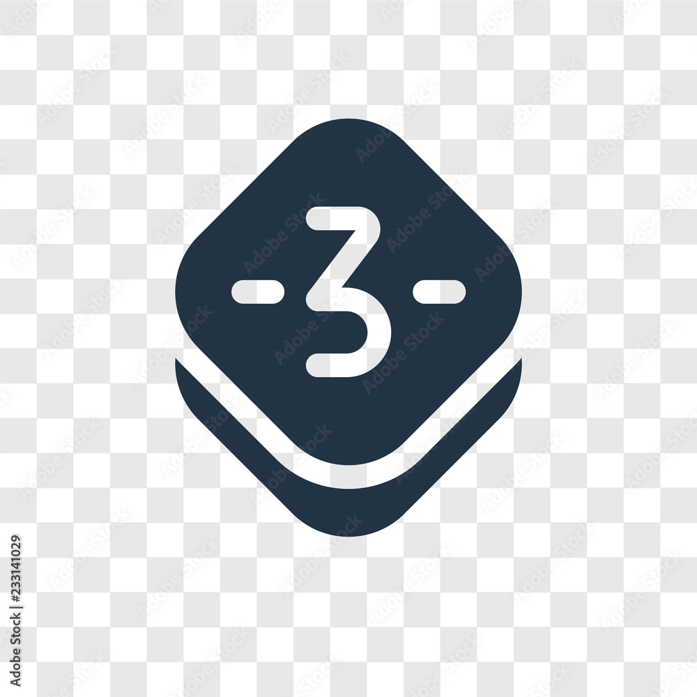 Poster three vector icon isolated on transparent background, three transparency logo design