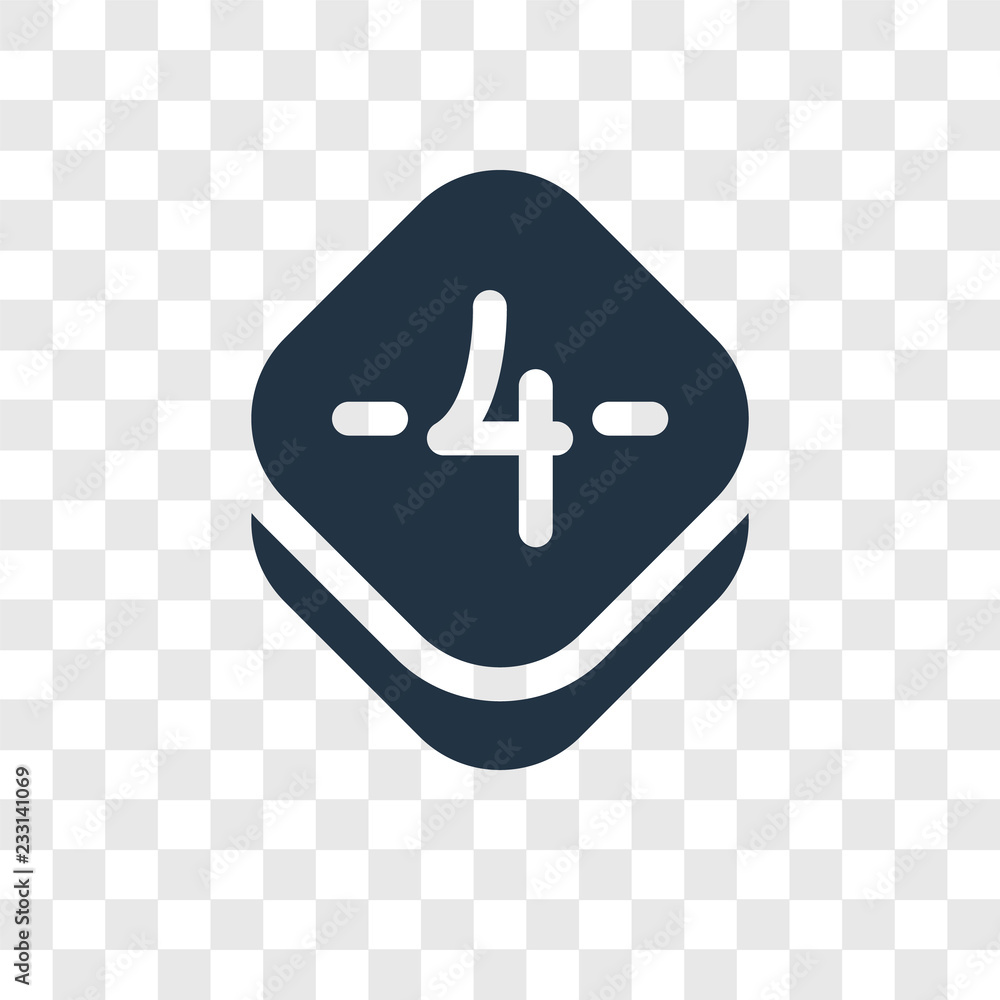 Poster four vector icon isolated on transparent background, four transparency logo design