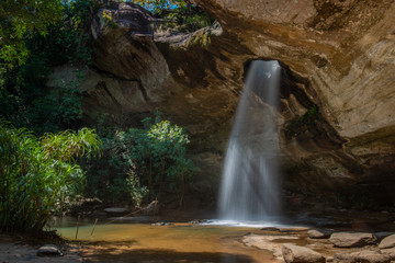 Fototapeta na wymiar Sang Chan Waterfall (Moonlight Waterfall) at Pha Taem National Park ,Ubon Ratchathani province,Thailand