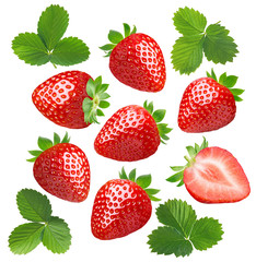 Strawberry set isolated on white background. Package design elements with clipping path