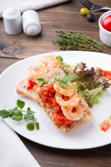 Bruschetta sandwich served on a plate