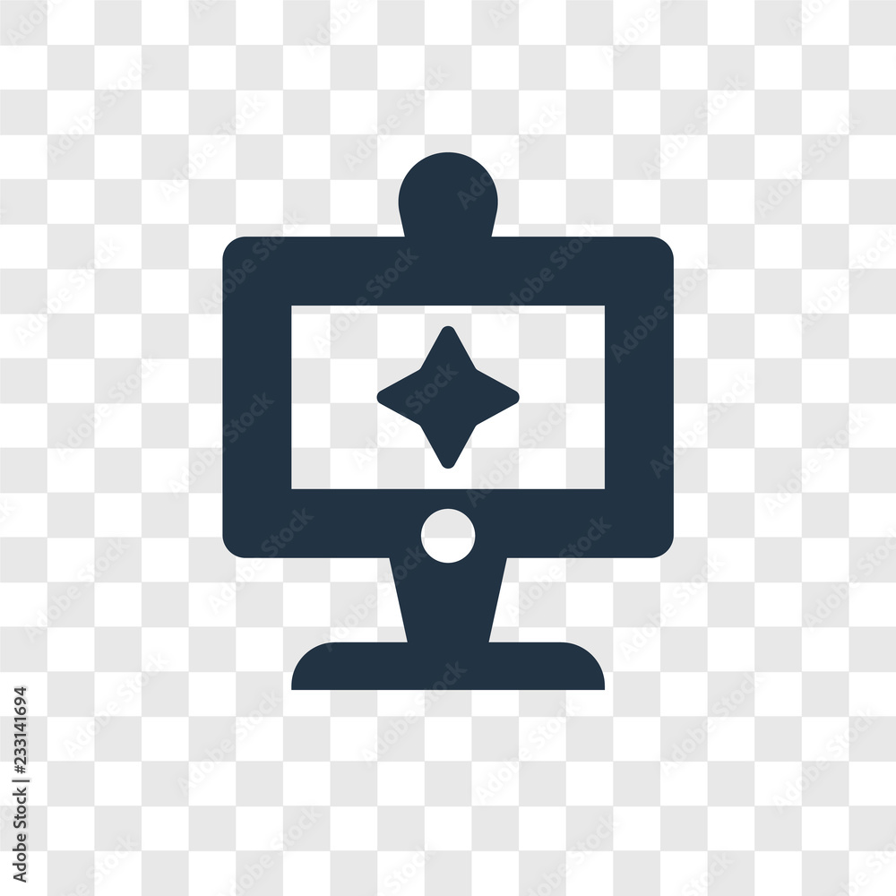 Poster computer vector icon isolated on transparent background, computer transparency logo design