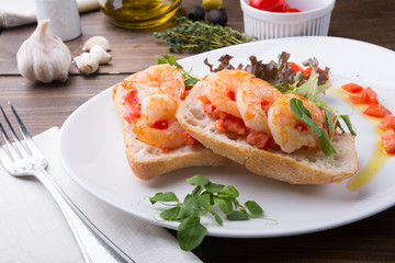 Bruschetta sandwich served on a plate