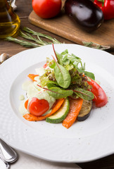 Grilled vegetables and herbs served for lunch