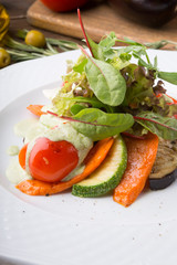 Grilled vegetables and herbs served for lunch