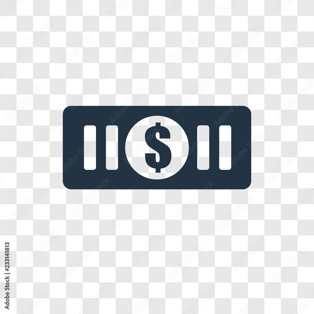 Poster dollar vector icon isolated on transparent background, dollar transparency logo design
