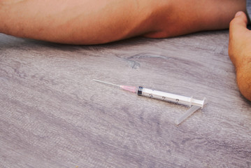 a drug addict with an overdose of toxin