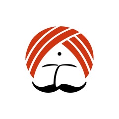 india man wearing turban vector logo icon