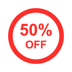 50% off label, tag,sign, outline vector