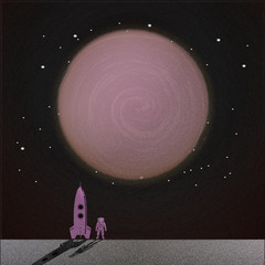 background on the theme of space. rocket, astronaut, planet