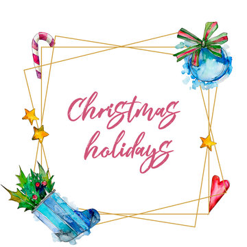 Christmas holidays handwriting monogram calligraphy. Symbol in a watercolor style. 2019 year, happy holidays.