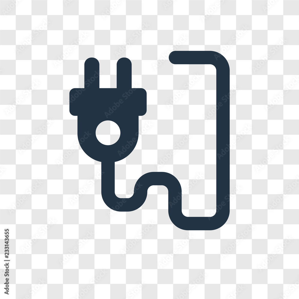 Poster plug vector icon isolated on transparent background, plug transparency logo design