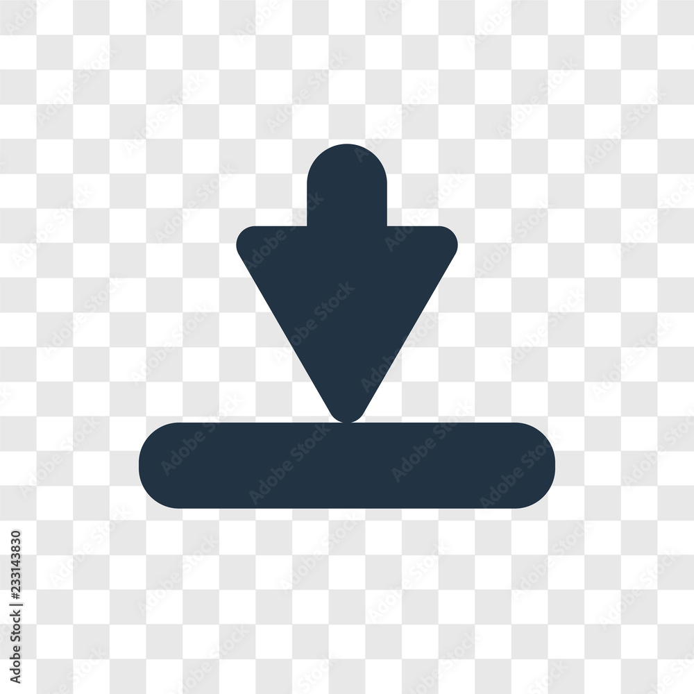 Poster down arrow vector icon isolated on transparent background, down arrow transparency logo design