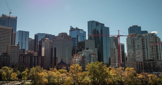 Hyper Lapse of Buildings in Modern City in Late Afternoon