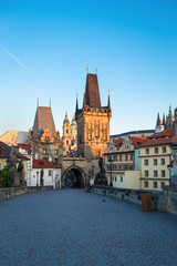 Mala Strana Bridge Tower at Charles Bridge in the morning