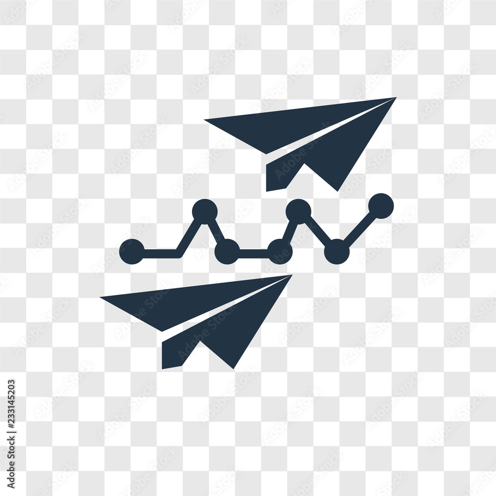 Poster paper plane vector icon isolated on transparent background, paper plane transparency logo design