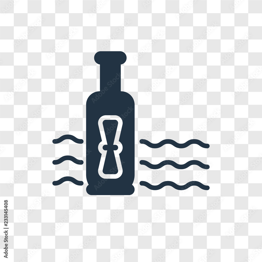 Poster message in a bottle vector icon isolated on transparent background, message in a bottle transparency