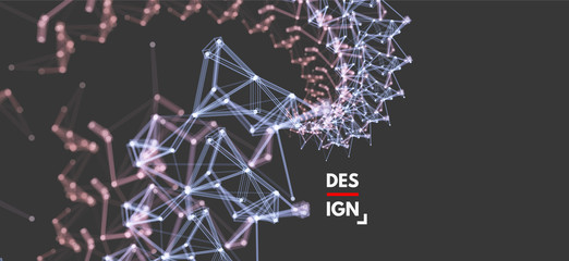 3d connection structure. Futuristic technology style. Low-poly element for design. Vector illustration for science, chemistry or education.