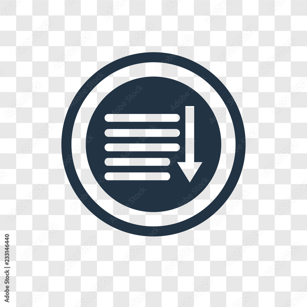 Poster sort down vector icon isolated on transparent background, sort down transparency logo design