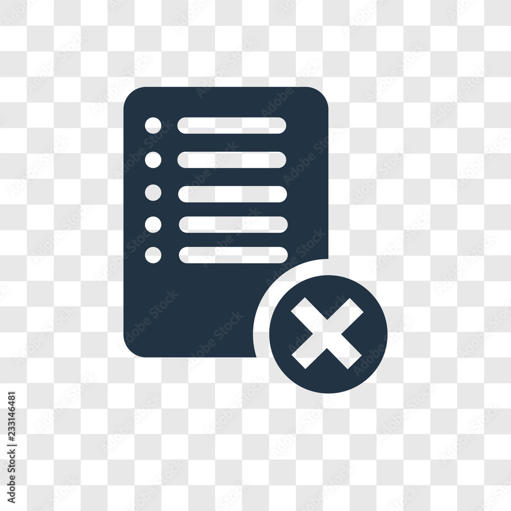 Poster delete vector icon isolated on transparent background, delete transparency logo design