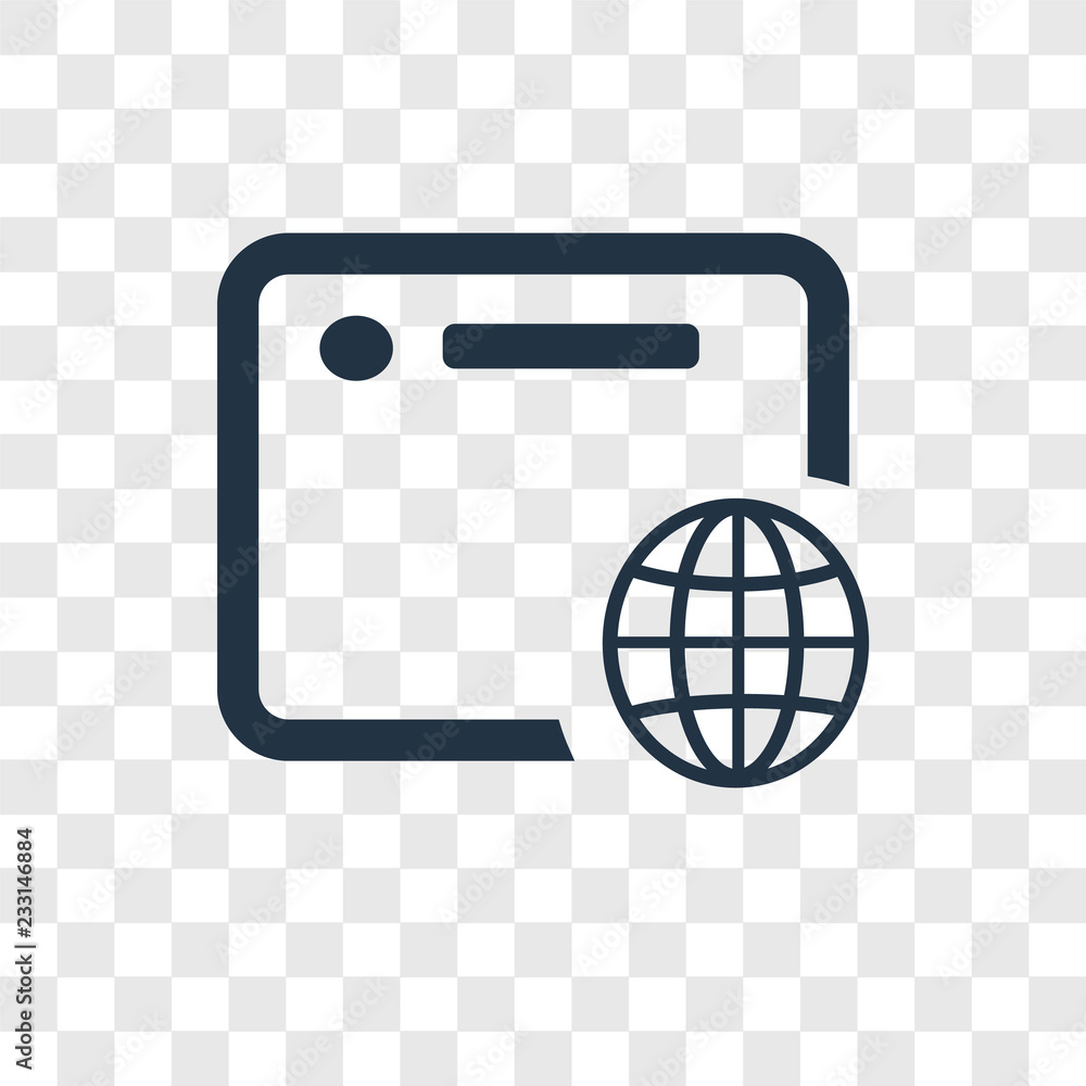 Poster browser vector icon isolated on transparent background, browser transparency logo design