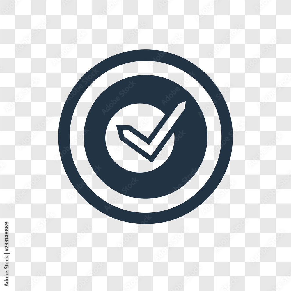 Poster check vector icon isolated on transparent background, check transparency logo design